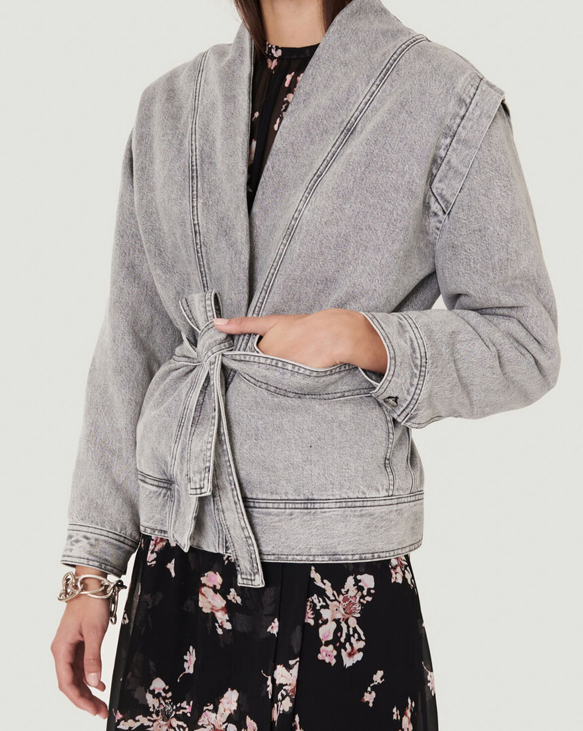 DITRE WASHED DENIM KIMONO JACKET image number null